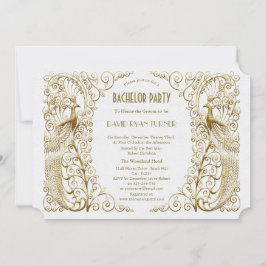 Convite Festa de Despedida de Solteiro Glam White Gold Art