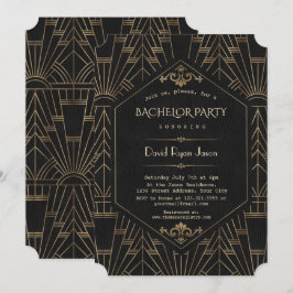 Convite Festa de Despedida de Solteiro Royal Gold Black Gr