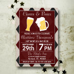 Convite Festa de Despedida de Solteiro Vermelha da Cheers<br><div class="desc">Convites de Festa de Despedida de Solteiro Vermelha da Cheers & Beers Trendy.</div>