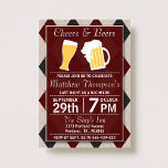 Convite Festa de Despedida de Solteiro Vermelha da Cheers<br><div class="desc">Convites de Festa de Despedida de Solteiro Vermelha da Cheers & Beers Trendy.</div>