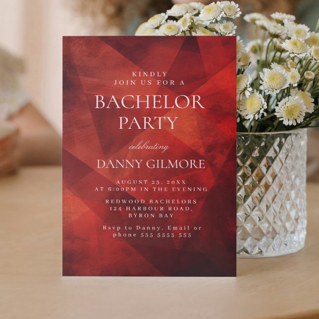 Convite Festa de Despedida Vermelha Simples e Elegante (Criador carregado)