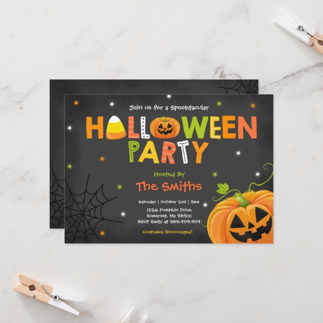 Convite Halloween para crianças de bruxas bonitas