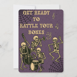 Convite Festa de Dia das Bruxas com Bandas de Skeleton Ret