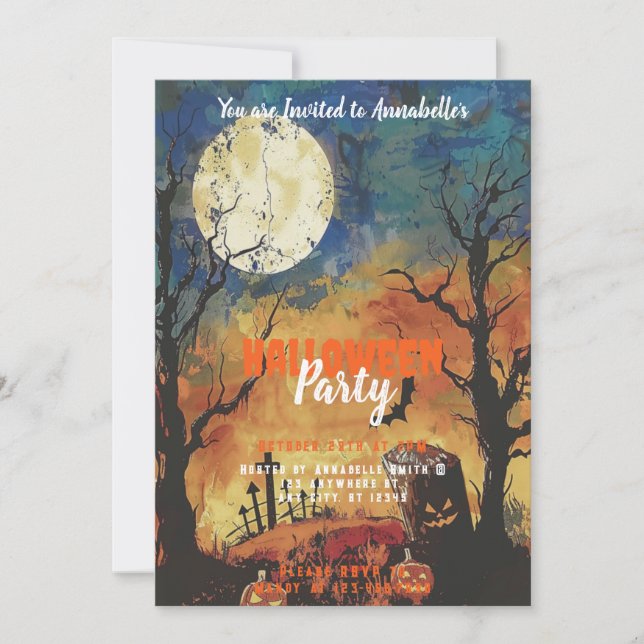 Convite Festa de Dia das Bruxas da Lua (Frente)