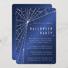 Convite Festa de Dia das Bruxas de Aranha Espumante Azul