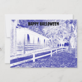 Convite Festa de Dia das Bruxas de Cabina Azul Assustadora