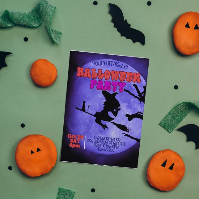 Convite Festa de Dia das Bruxas de Darknight com um gato b (Criador carregado)