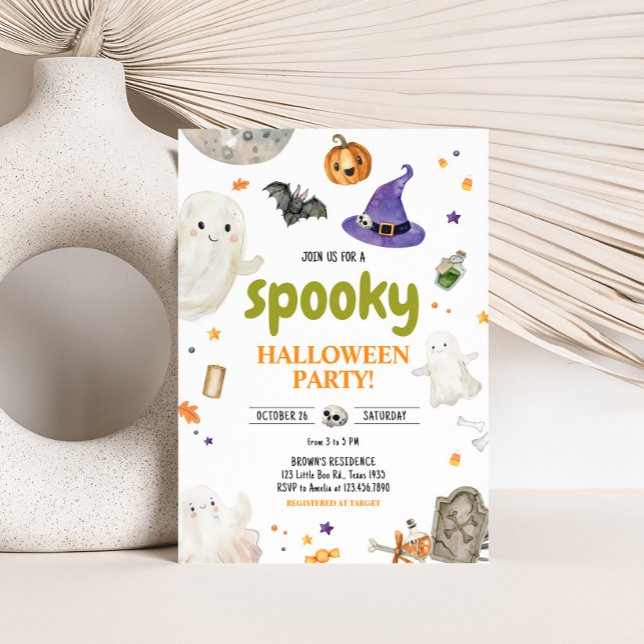Convite Festa de Dia das Bruxas do Fantasma Spooky (Ghost Spooky Halloween Party Invitation)