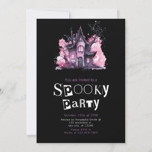 Convite Festa de Dia das Bruxas, Rosa e Cinza,