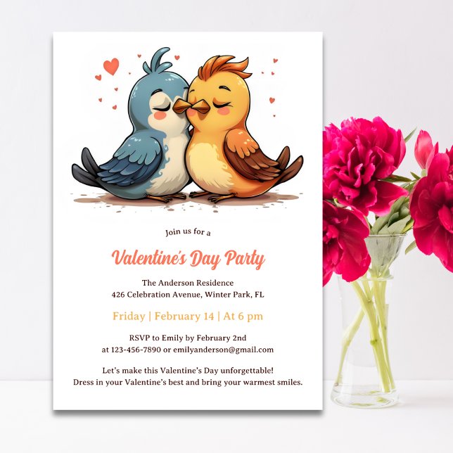 Convite Festa de Dia de os namorados de Bovinos Bons (Cute Sweet Lovebirds Valentine's Day Party Invitation)