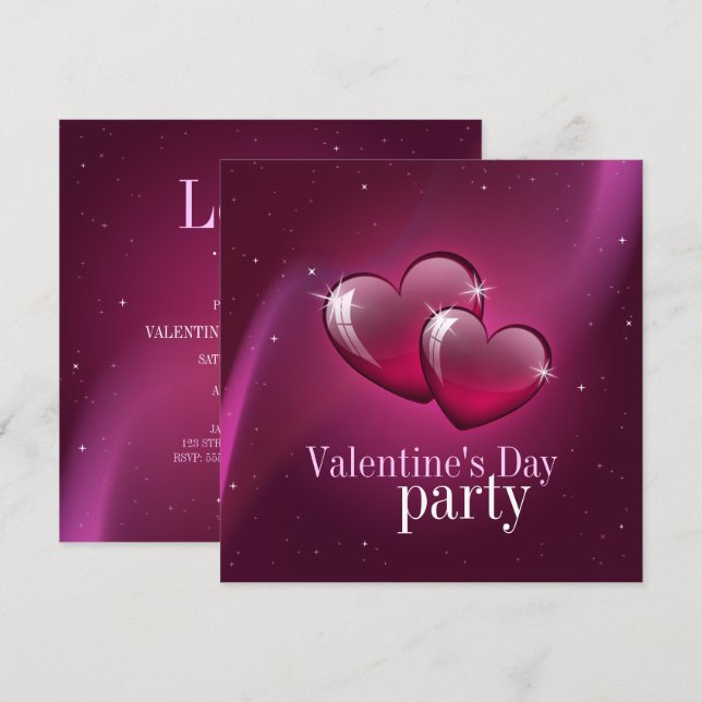 Convite Festa de Dia de os namorados do Candy Hearts (Frente/Verso)