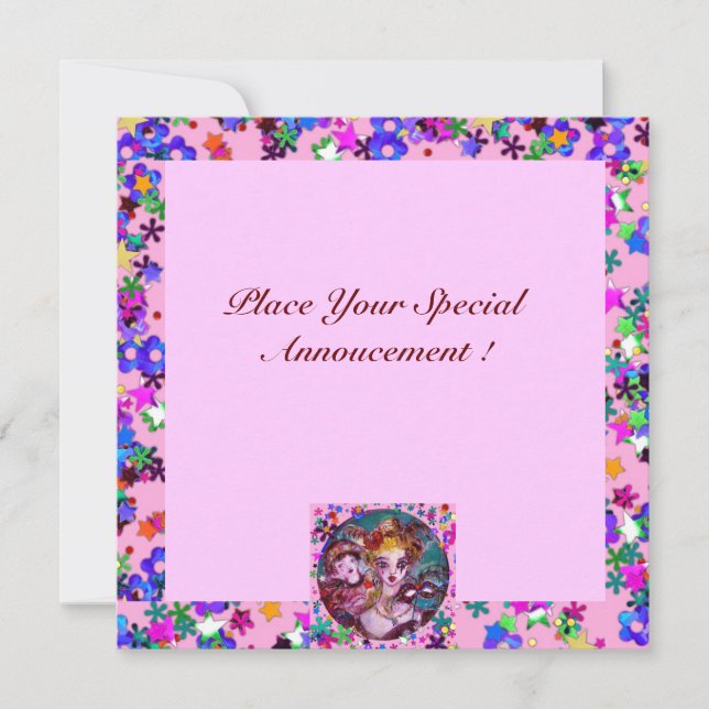 CONVITE FESTA DE DIA DOS NAMORADOS COM MÁSCARA VENEZIANA (Frente)