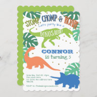 Festa de Dinossauro Menino, Azul, Verde, Aniversár