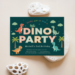 Convite Festa de Dinossauros na Selva Verde para 2º Aniver