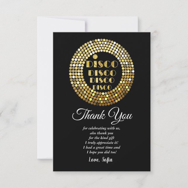 Convite festa de disco festa de dança anos 70 bola de disc (Frente)