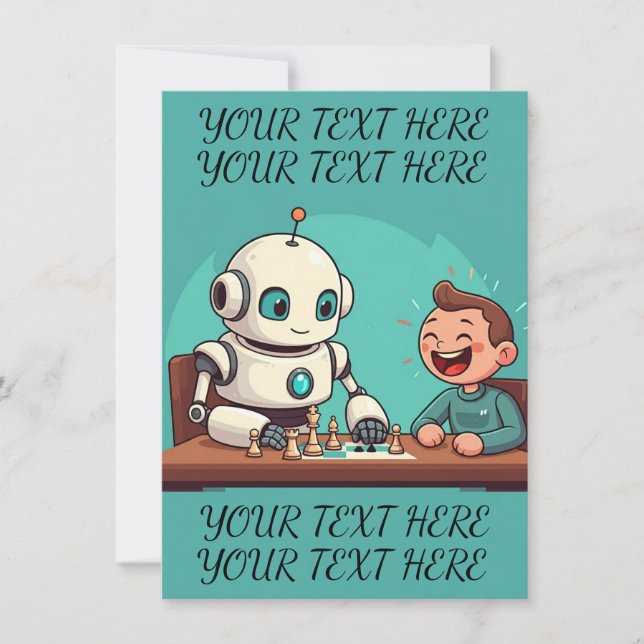 Convite Festa de Diversão Robot Cartoon (Frente)