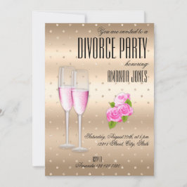 Convite Festa de divórcio champanhe rosa elegante dourado