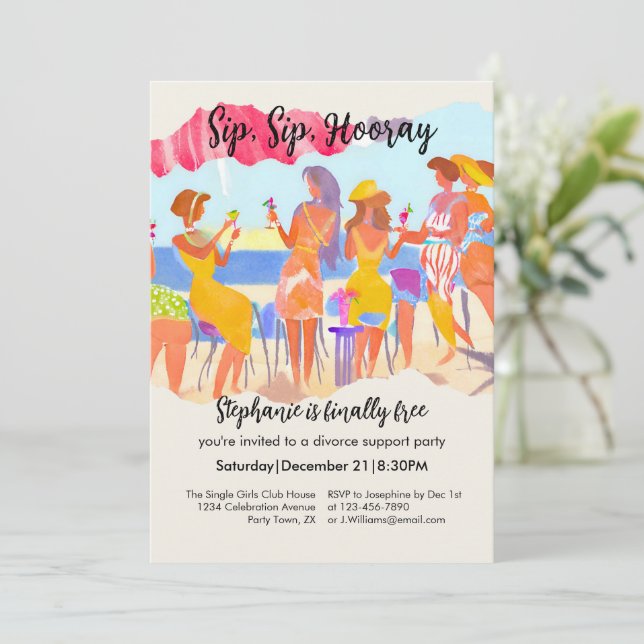 Convite Festa de Divórcio de Cocktail de Verão Engraçado p (Em pé/Frente)