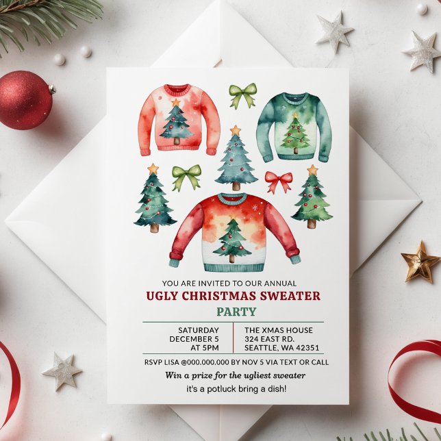 Convite Festa de Doce de Natal Feia (Ugly Christmas Sweater Party Invitation)