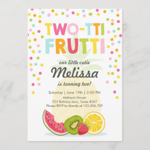 Convite Festa de dois-tti frutti convidando Tutti para o a