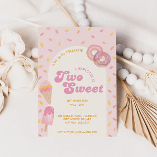 Convite Festa de Donut de Sorvete de 2º Aniversário Two Sw
