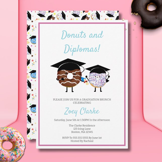 Convite Festa de Donuts de Formatura Tema de Diploma Fofo  (Criador carregado)