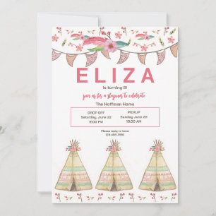 Convite Festa de dormir em Teepee