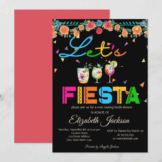 Convite Festa de Drinks Mexicanos Chá de Noiva (Frente/Verso)