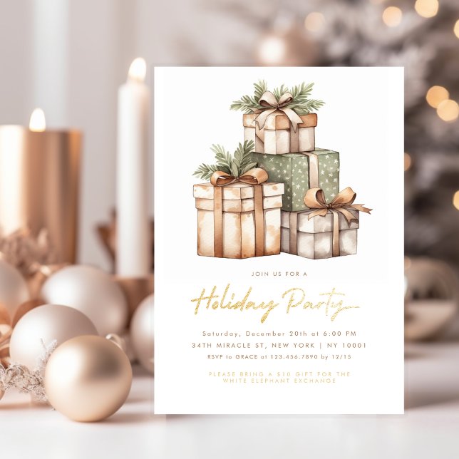 Convite Festa de Elefantes Brancos de Troca de Presentes d (Criador carregado)