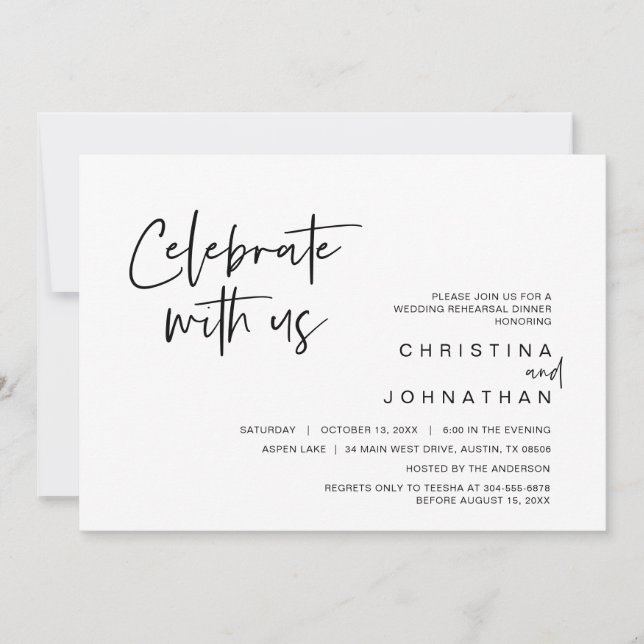 Convite Festa de Elopamento de Casamento, Celebre conosco  (Frente)