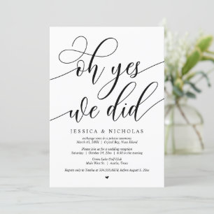 Convite Festa de Elopamento de Casamento, Oh Sim, Nós Fize