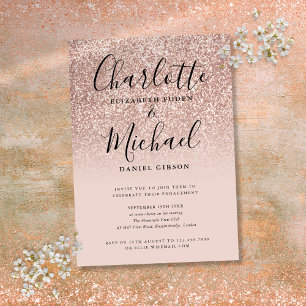Convite Festa de Engajamento Brilho em Rose Gold Signature
