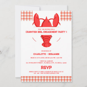 Convite Festa de Engajamento Cute Crawfish Boil