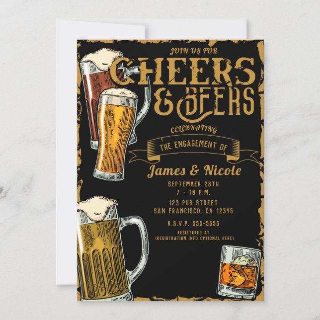 Convite Festa de Engajamento do Pub Bar Cheers & Beers Gol (Frente)