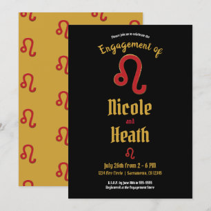 Convite Festa de Engajamento LEO Zodíaco Astronomia Julho 