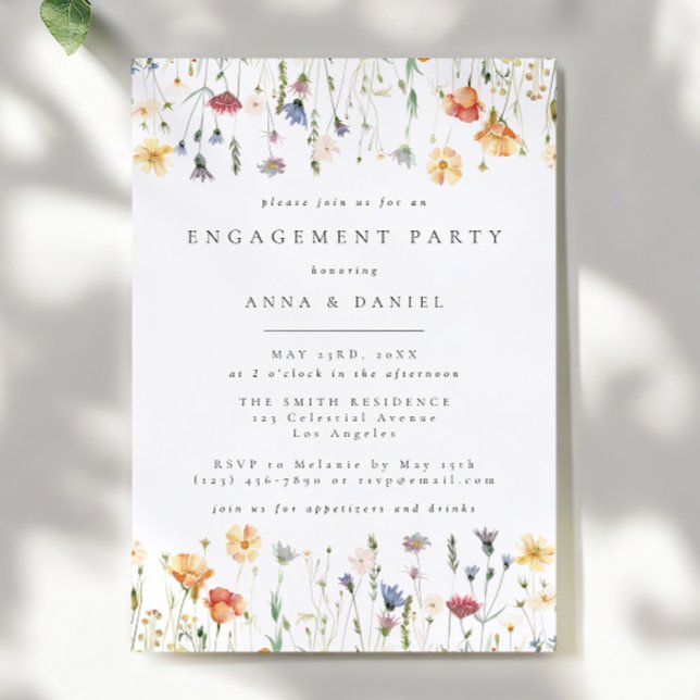 Convite Festa de Engajamento Pastel Boho Wildflower (Criador carregado)