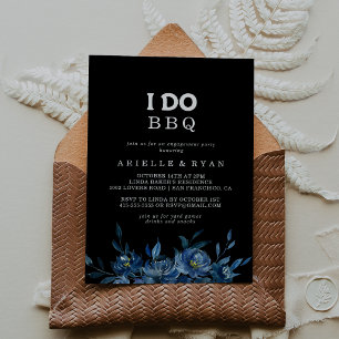 Convite Festa de Engajamento Royal Navy Blue Floral I Do B