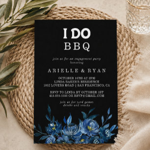 Convite Festa de Engajamento Royal Navy Blue Floral I Do B