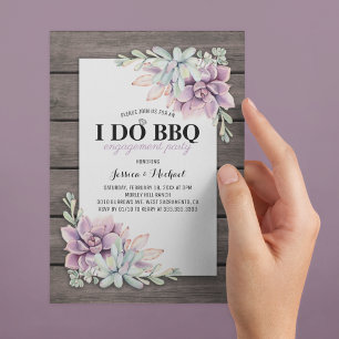 Convite Festa de Engajamento Rustic Succulent I Do BBQ