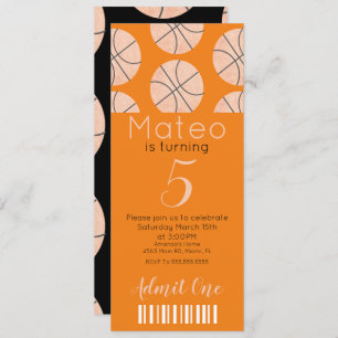 Convite Festa de Estilo de Bilhete de Basquete Moderno em
