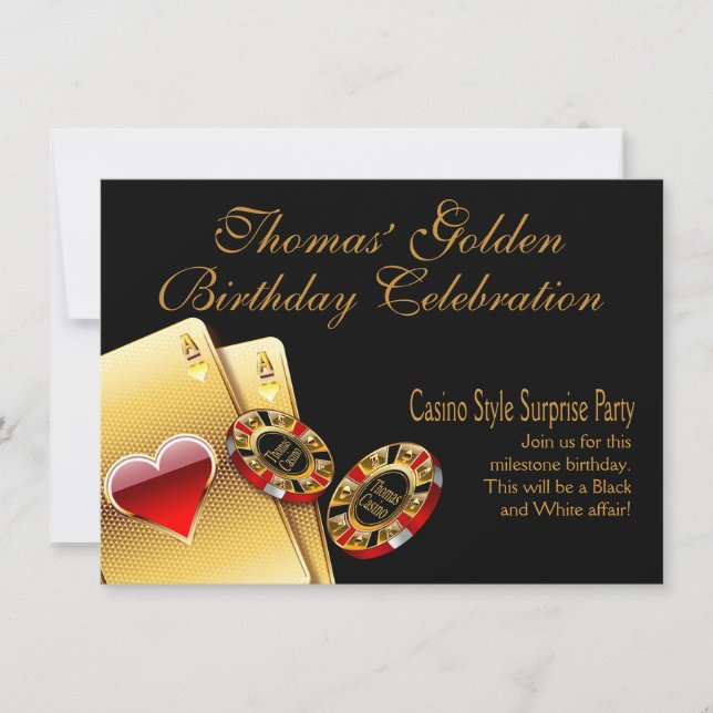 Convite Festa de Estilo de Casino PEÇA-ME PARA COLOCAR NOM (Frente)