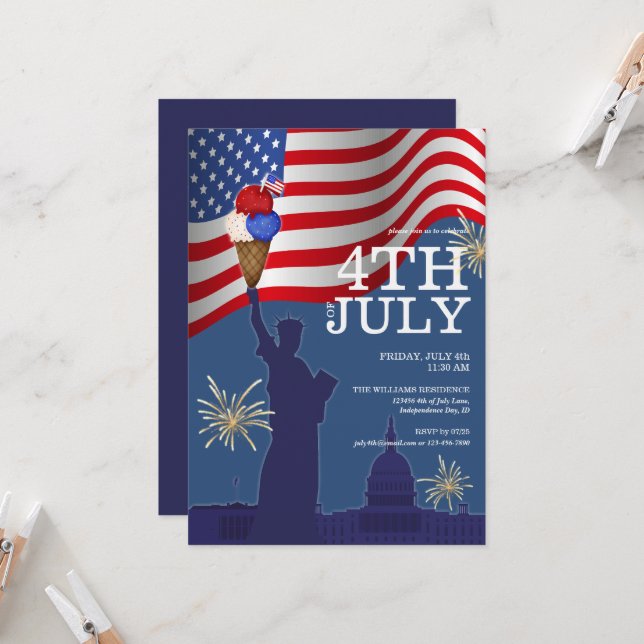 Convite Festa de Família com Sorvete e Churrasco na Piscin (Frente/Verso In Situ)