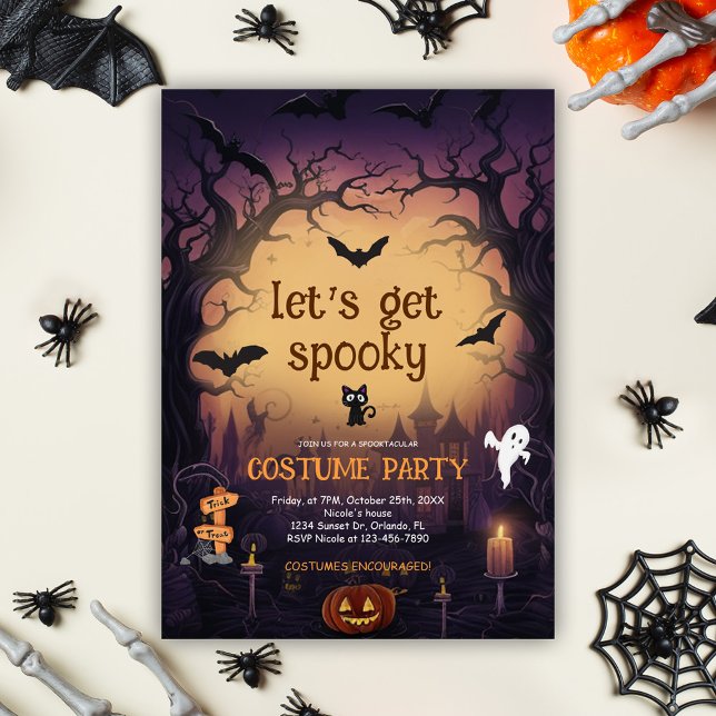Convite Festa de fantasia de Dia das Bruxas Spooky (Spooky Halloween Costume Party Invitation)