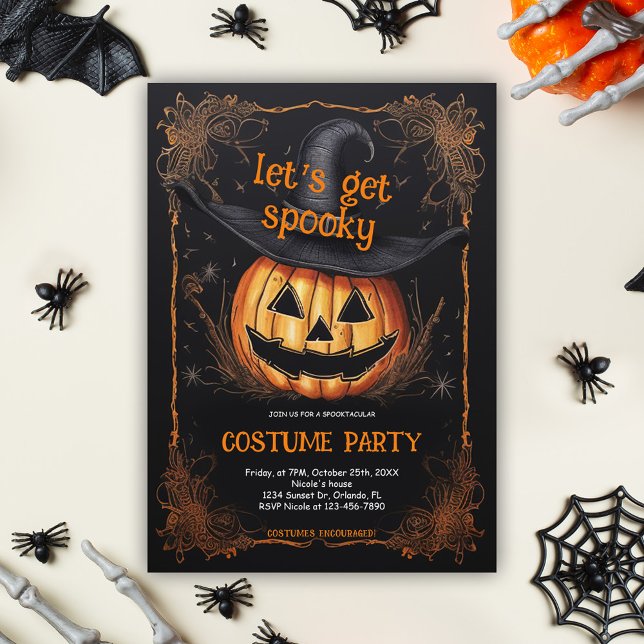 Convite Festa de fantasia de Dia das Bruxas Spooky (Spooky Costume Party Halloween Invitation)