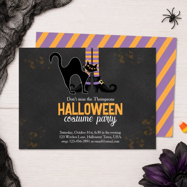 Convite Festa de Fantasia de Halloween Bruxa Fofa  (Create a magical Halloween celebration with this cute customizable costume party invitation.)
