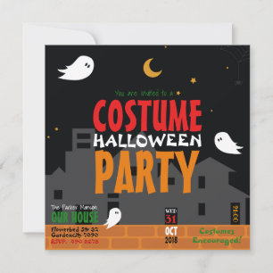 Convite Festa de fantasia de Halloween em uma noite assust