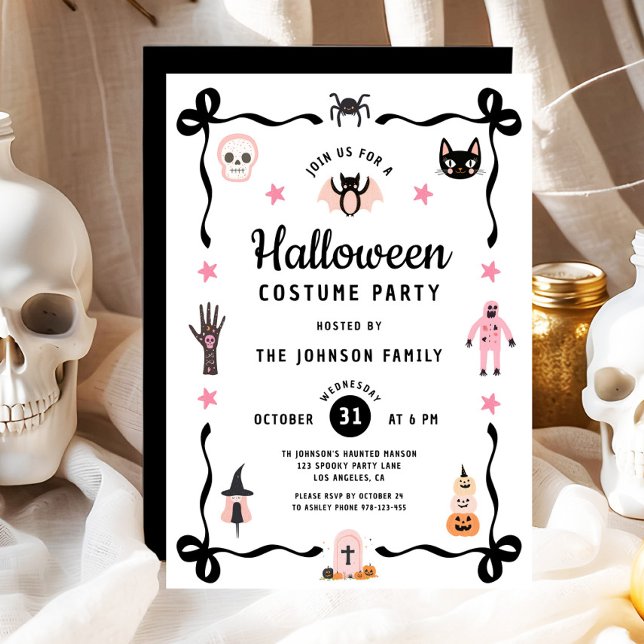 Convite Festa de Fantasia de Halloween Fofa e Sedutora (Cute Coquette Halloween Costume Party Invitation)