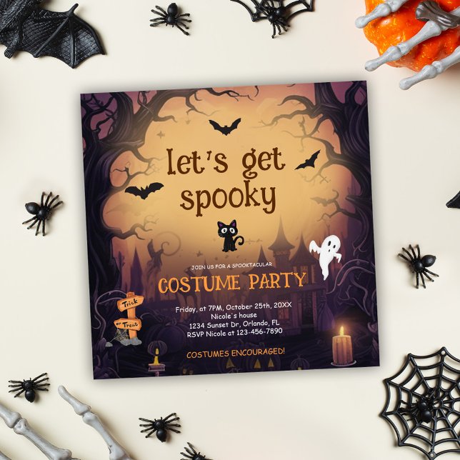Convite Festa de fantasia de Halloween Spooky (Halloween Spooky Costume Party Invitation)