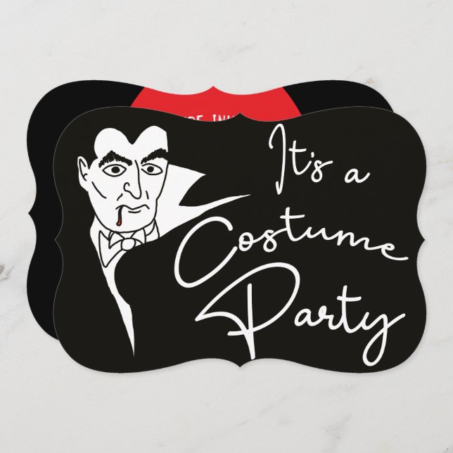 Convite Festa de fantasia de Halloween Vampiro (Frente/Verso)