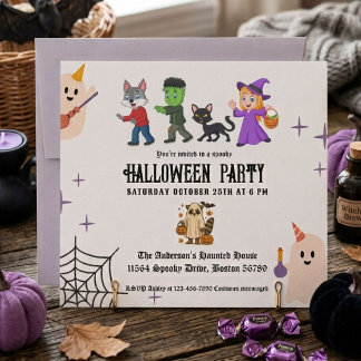 Convite Festa de Fantasia Infantil Halloween Elegante